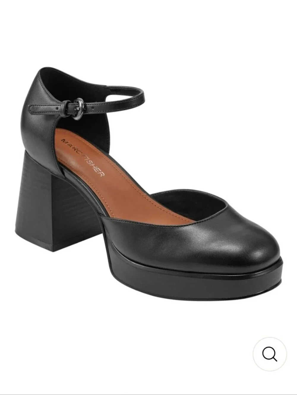 New Women's Faux Patent Leather Ankle Strap Platform Pump Chunky Block High Heel